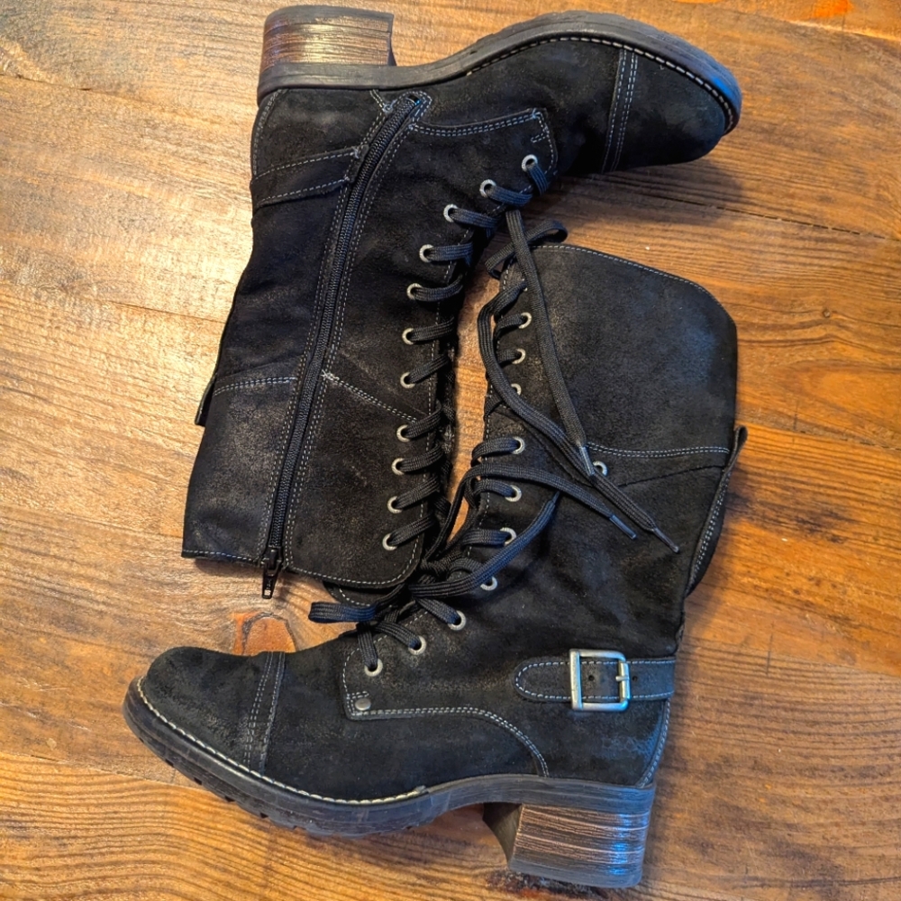 Taos Tall Crave Black Leather Boots size 38 (7.5 us)